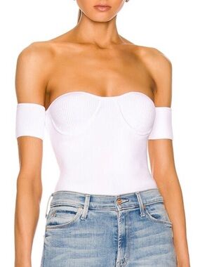 Helmut Lang Contour Off Shoulder Top White S NWT